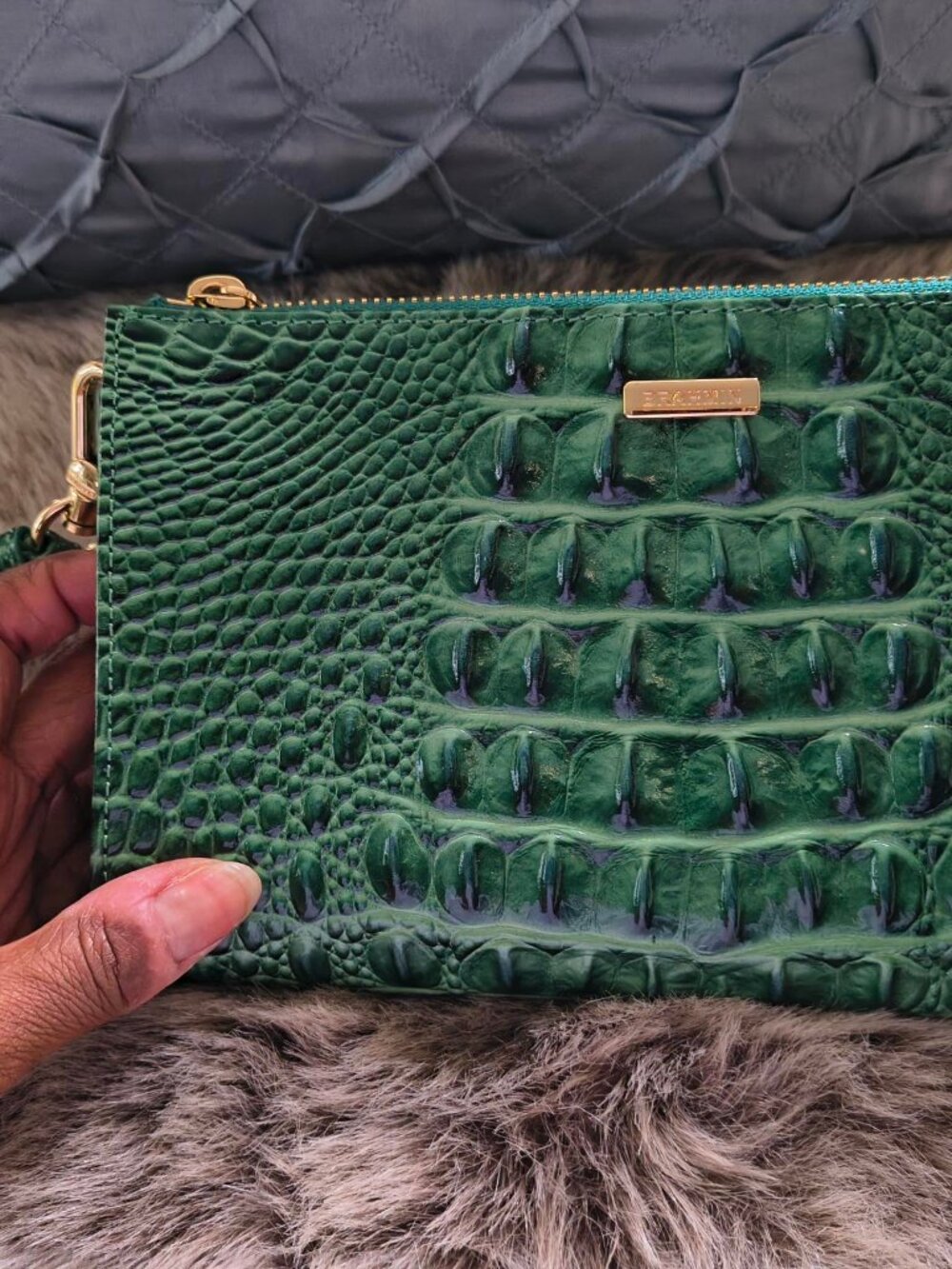 Brahmin Daisy Wristlet, Parkeet Green